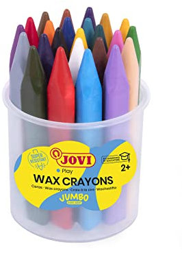 Jovi Wachsmalstifte Triwax, 3-kant Form, geruchlos, leicht auswaschbar, für alle Altersgruppen, Becher mit 24 Farben