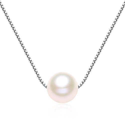VIKI LYNN Damen Kette und Ohrring mit Suesswasser-Zuchtperlen und 100% Sterling Silber 925 (Perlenkette)