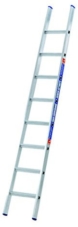 Ausgestellte Leiter mit einem Element aus Aluminium, leicht und langlebig, mit großer Stufe.