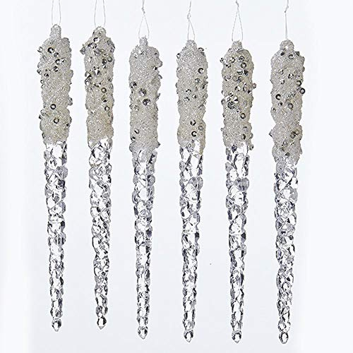 Kurt Adler 6 Plastic Icicles W/Glitter 6Pc