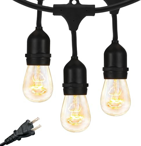 Brightech Ambience Pro - Waterproof Outdoor String Lights - Dimmable, Incandescent Edison Bulbs Create Bistro Ambience On Your Patio - Commercial Grade Weatherproof - 24 Ft Market Lights
