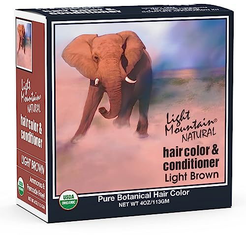 Light Mountain Henna Hair Color & Conditioner - Light Brown Hair Dye for Men/Women, Organic Henna Leaf Powder and Botanicals, Chemical-Free Semi-Permanent Hair Color, 4 Oz