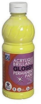 Lefranc Bourgeois - Acrylique liquide brillante Glossy pour enfants- Bouteille 500ml - Jaune