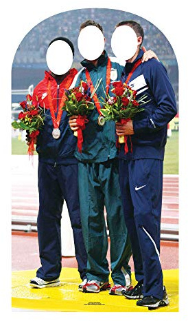Star Cutouts Cut Out of Althletics Gold Silver Bronze Medal Photo Stand-in