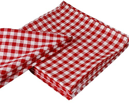 Stoffserviette Kariert Baumwolle - Vichy Karo, Gingham, Karomuster, Landhausstil, Landhaus, Stoff Serviette, Napkin(Rot, 40 x 40 cm, 1 Stück)