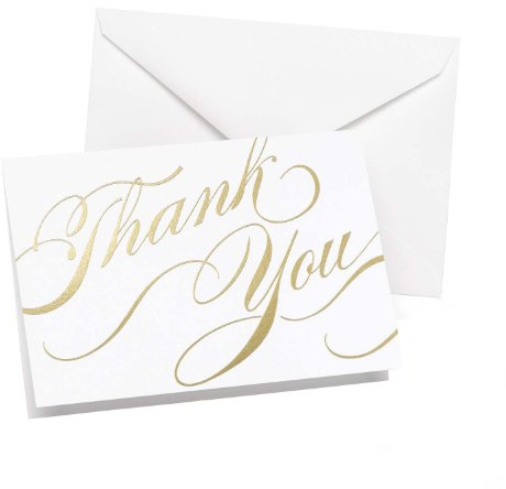 Hortense B. Hewitt 50-Count Gold Foil Unending Gratitude Thank You Note Cards, 4.8 x 3.5 Folded Size (30418)