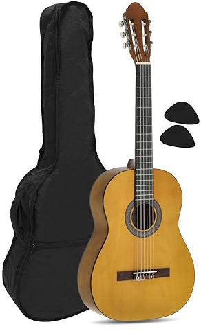 Navarrez NV11 guitarra clásica marrón 4/4, bolsa/Gig Bag, 2 púas
