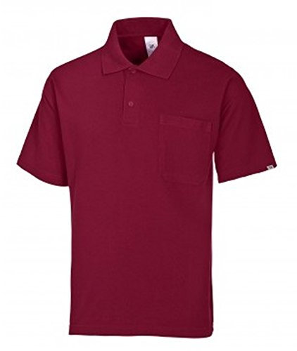 BP 1612-181-82-M Unisex-Poloshirt, 1/2 Ärmel, Polokragen mit Knopfleiste, 70 cm, 220,00 g/m² Stoffmischung, weinrot, M