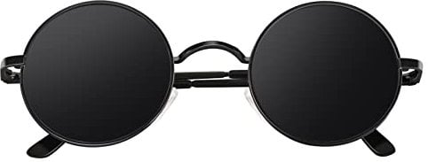 CGID Lunettes de Soleil Polarisées Ronde Homme Femme Lunettes Style Rétro Vintage Cercle Cadre Métallique Protection UV400