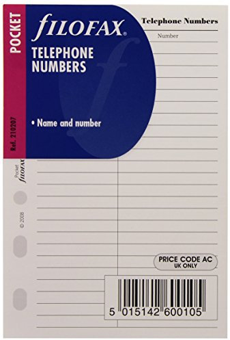 Filofax 210207 Pocket Telefonnummern Organizer, Englisch