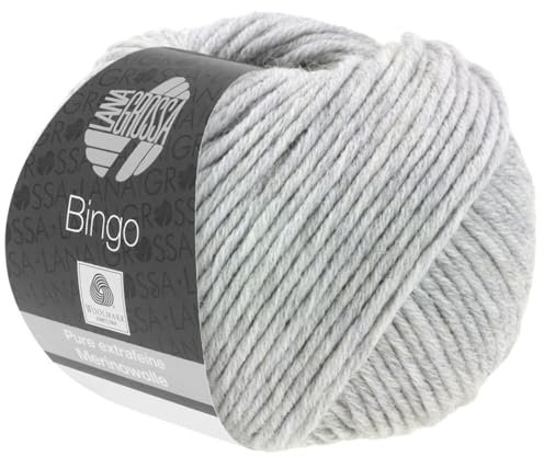 LANA GROSSA Bingo Melange | Extrafeine Merinowolle waschmaschinenfest und filzfrei | Handstrickgarn aus 100% Schurwolle (Merino extrafein) | 50g Wolle zum Stricken & Häkeln | 80m Garn FB 1