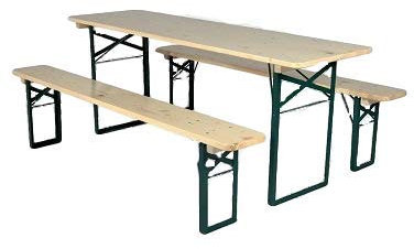 Kunibert Bierzeltgarnitur Biergartengarnitur 1 A Brauereiqualität 80er Tischbreite80cm Farbe:Natur Länge 220cm