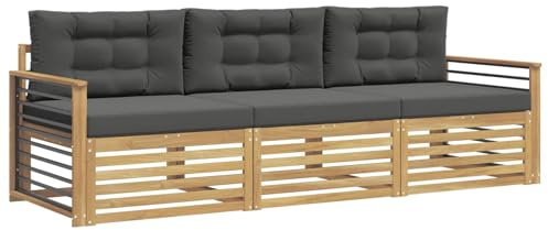 vidaXL Outdoor-Sofagarnitur 3 pcs Weiß und Anthrazit Polyester, Outdoor Lounge, Moderne Ecksofa, Gartenmöbel, Terrassen-Sitze, Komfortables Set für Wohnräume