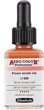 Schmincke - AERO COLOR® Professional, Terra rossa hell, 28 ml, 28 605 023, feinst-flüssige, farbstarke Acrylfarbe für Acrylmalerei, Airbrush, Mixed Media