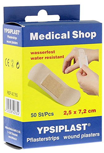 Ypsiplast Pflasterstrips, wasserfest, Schachtel mit 50 Stück 2.5 x 7.2 cm