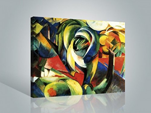 1art1 Franz Marc Poster Der Mandrill, 1913 Bilder Leinwand-Bild Auf Keilrahmen | XXL-Wandbild Poster Kunstdruck Als Leinwandbild 80x60 cm