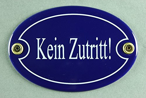 Buddel Bini Emaille Türschild Kein Zutritt blau oval 7x10 cm Schild Toilettenschild Emailleschild Metallschild Blechschild