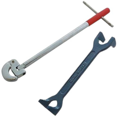 Tooltime® Plumbers 16 Adjustable Basin Wrench with Green PVC Grip + 15mm and 22mm Fixed Tap Nut Spanner