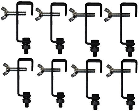 Rhino 8 x Black 25mm Hook G Clamp Lighting Stand fits Equinox DJ Booth Micron Gorilla