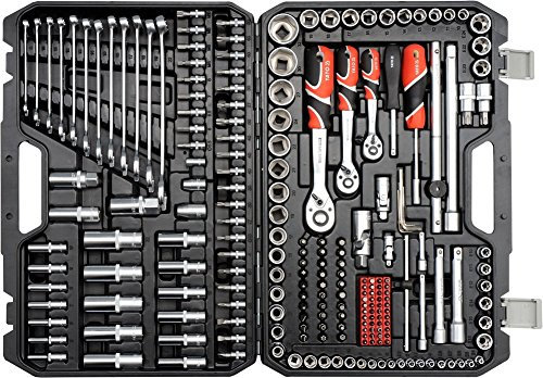 YATO Werkzeugkoffer Set 216tlg Ratschen Steckschlüssel 1/4' 1/2' 3/8' Langnüsse
