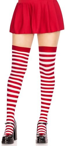 Leg Avenue Women's Nylon Striped Stockings White/Red One Size