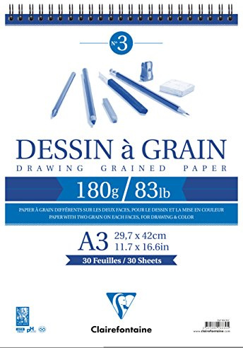 Clairefontaine 96630C Zeichenblock (30 Blatt, 180 g, 29,7 x 42 cm, ideal für Kunstunterricht, Doppelspiralbindung) weiß
