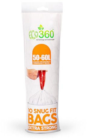 Eco360 Extra Strong Kitchen Drawstring Bin Liners 50-60Litre Brabantia Compatible