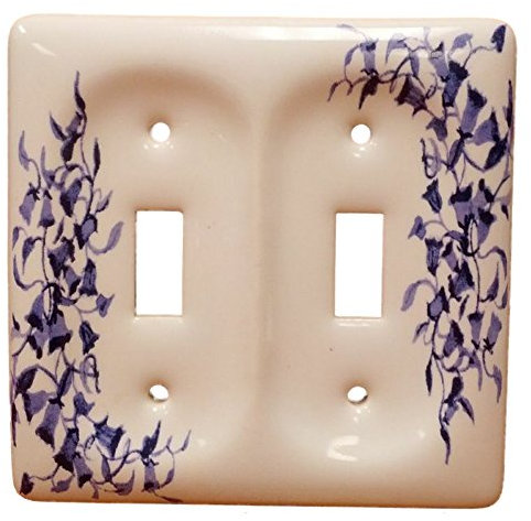 Leviton Bleu Vine Motif double Porcelaine pour interrupteur à bascule Wallplate 89509-bl