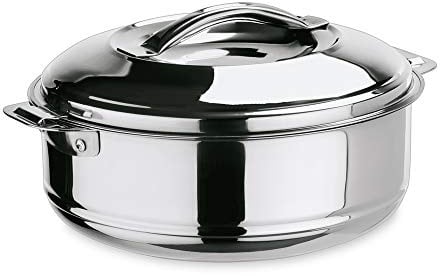 WAS 4630 025 Chromnickelstahl Thermospeisetransportbehälter, Deckel mit Bajonettverschluss und Lappengrifen, 2.5 L, 24cm Durchmesser, 13.0cm Höhe