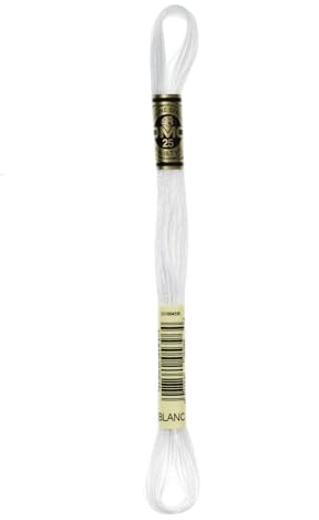 Stranded DMC colourful cotton embroidery thread 8 m ball of yarn. coloris blanc