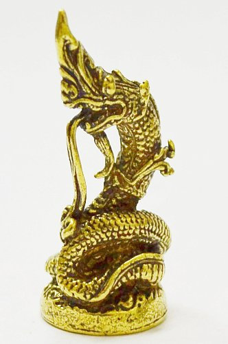 WitnyStore Winzige 3,6 cm große Messing-Buddha-Staute Power Naga Mini-Statue, animistisches Fruchtbarkeitssymbol, traditionelles thailändisches Glaubensamulett, Miniatur-Sammelfiguren