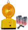 Baustellenleuchte, LED, Warnleuchte gelb - mit Secura-Halter, inkl. 2 x 6 Volt Batterien und 1 x Lampenschlüssel