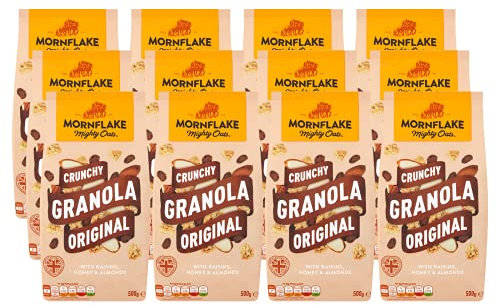 Mornflake - Original Crunchy Granola. 1x 500g Sachets Bags. High Fibre Granola Cereal Multipack, Breakfast Cereal with Raisins, Honey & Almonds Mix, All Natural Ingredients (Pack of 1)