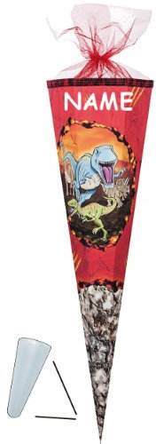 Schultüte - Dinosaurier 22 cm - incl. Namen - mit Tüllabschluß - Zuckertüte Nestler Dino Dinos Saurier T-Rex Urzeit Urwald