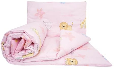 Baby Comfort 2 Piece Children Quilt Duvet & Pillow Set 80x70 cm 12M+ (Zoo Pink)