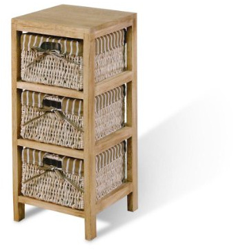 Hansen Korb 3401/3 Holzregal mit 3 Maisstrohkörben/mit braun/beige gestreiftem Stoff/B 27 T 30 H 63 cm
