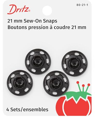 Dritz Sew-On Snaps Druckknöpfe zum Aufnähen, Messing, Schwarz, 1 Packung