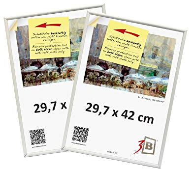 3-B Bilderrahmen FOTO - 2-Pack - 29,7x42 cm (A3) - weiß - Fotorahmen, Kunststoffrahmen mit Acrylglas. Sparpaket!