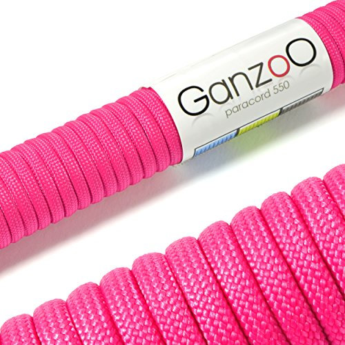 Ganzoo Paracord 550 Seil Magenta 4mm Schnur Typ 3, Nylon & Polyester, ideal für Basteln von Hundeleine Halsband Armband/Camping Survival und Outdoor 15 Meter Allzweckseil 7 Innenstränge