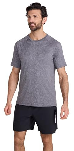 Mountain Warehouse IsoCool Agra Mens Striped Tee - UPF30+ UV Protection T-Shirt, Lightweight Tshirt, Quick Dry, Breathable Top - for Spring Summer Travel Dark Grey S