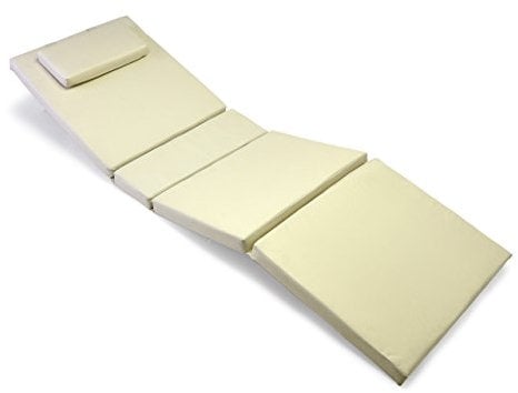 Nexos GL06020 Hochwertige Liegen-Auflage Sitz-Polster mit Kopfkissen für Sonnenliegen, Sauna, Garten, Terrasse, Camping feste, Qualität dick, bequem, wasserabweisend waschbar creme