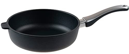 Pfannen Harecker Guss-Hochrandpfanne 24 cm Ø | tiefe Alupfanne mit Antihaft-Versiegelung | für Induktion, Ceran, Gas, Elektro | ofenfest, schnittfest | fettarm Kochen | Produktion in Deutschland