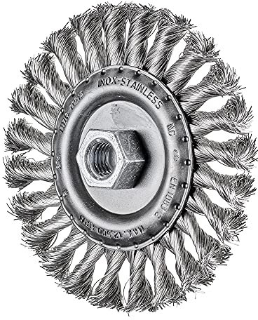 Pferd Cepillo de Alambre Redondo 115 millimeters, Ancho 12 millimeters, Alambre Trenzado Inox 0,35, Rosca M14 x 2