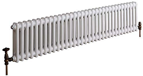 Milano Windsor White Cast Iron Style Horizontal Double Column Radiator - 300mm x 1505mm
