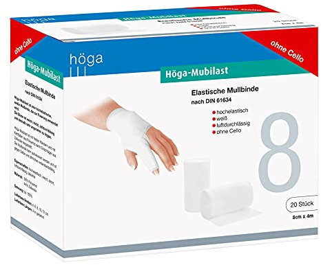 Höga-Mubilast elastische Mullbinde, 8cm x 4m, 20 Stück
