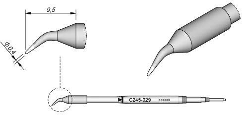 JBC Lötspitze Serie C245, Rundform, C245029/Ø 0,4 mm, gebogen C245029 (Lötkartusche Lötpatrone Loetspitze Loetkartusche Loetpatrone 2245 2045 bleifrei)