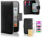 32nd Book Wallet PU Leather Flip Case Cover For Apple iPhone 4 & 4S, Design With Card Slot and Magnetic Closure - Black