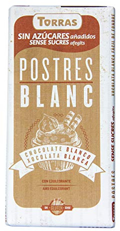 Torras Block Schokolade, Schokolade ohne Zuckerzusatz, Weiße Schokolade, Block Tafel (200g)