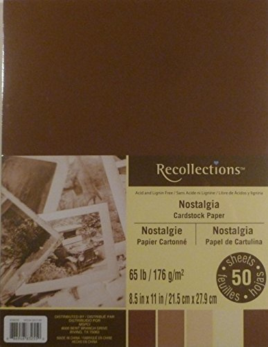 Recollections Nostalgia Cardstock Paper, 8.5 X 11 - 50 Sheets, 5 Colors