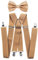 axy® Hochwertige Herren Hosenträger mit Fliege - 4 Starken Clips X-Form (Beige (Hosenträger Breit 3,5cm))